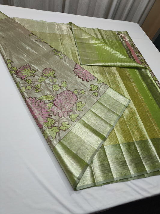 Hafisha Pure Kanjeevaram Silk Saree Indian Traditional Sarees SaffronFashion