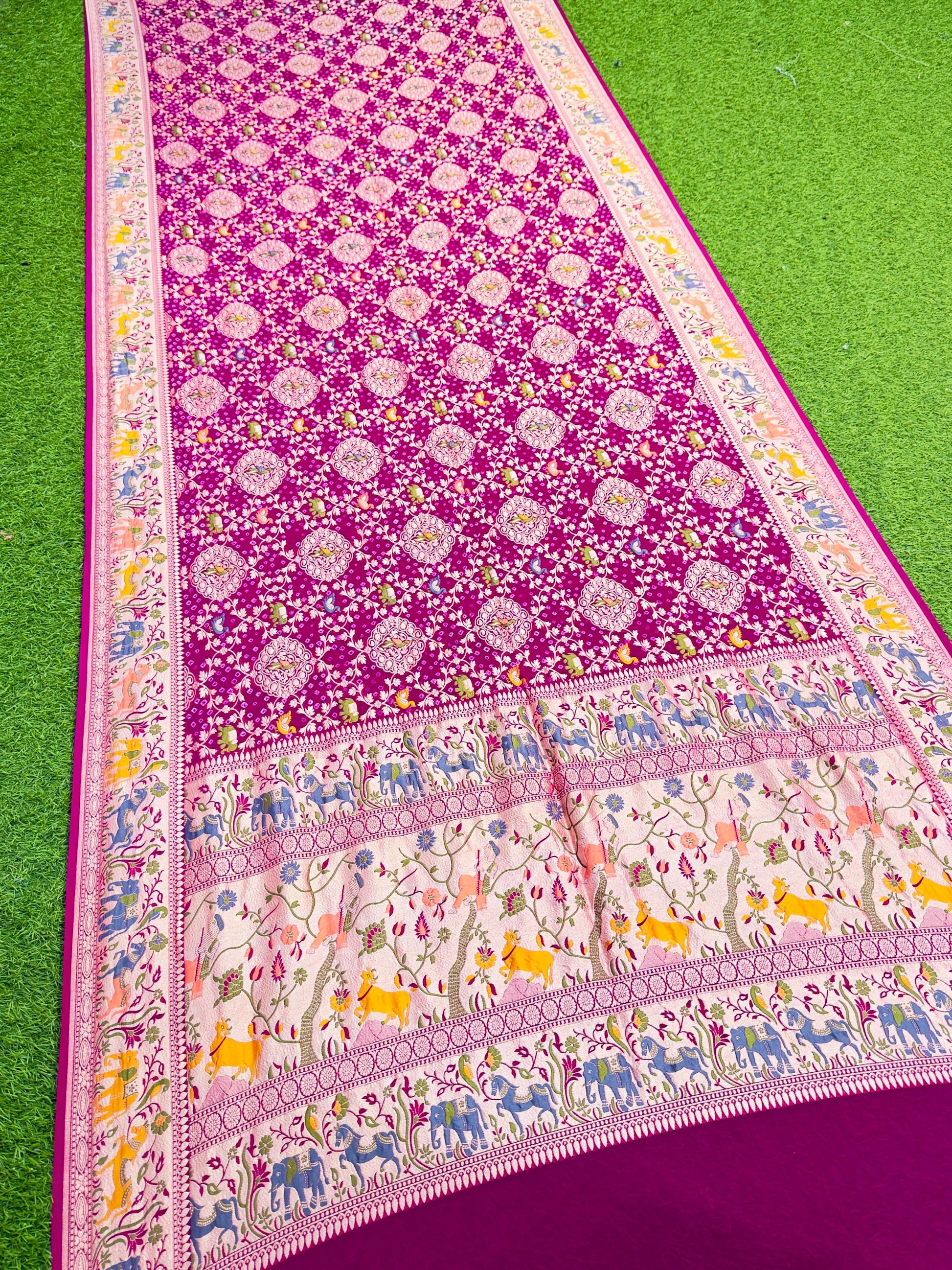 Gorgette Banarsi saree meenakari sari blouse Indian sarees SaffronFashion
