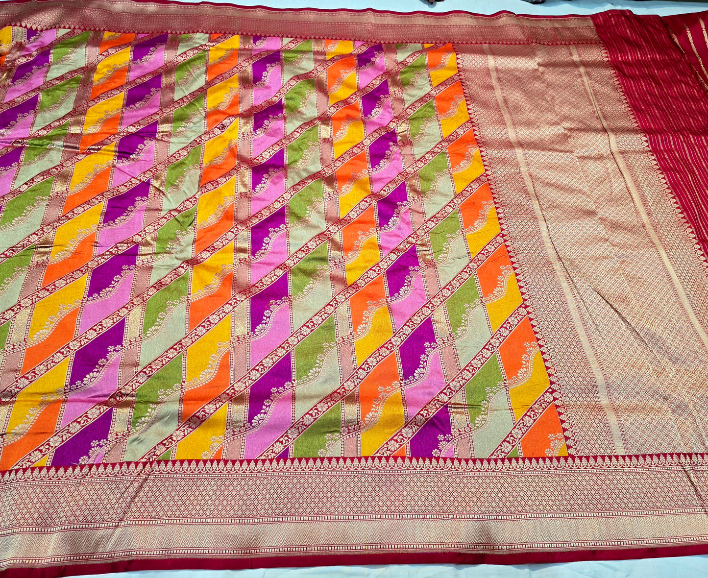 Muglai jamdani saree Banarsi sarees Indian sari blouse SaffronFashion