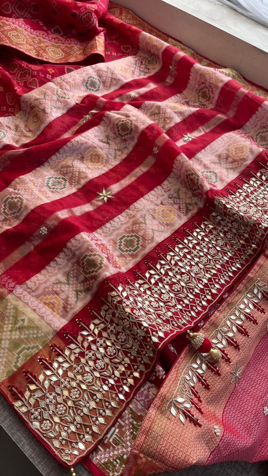 Kora Patola saree handmade saree zardosi saree - Saffronfashionindia