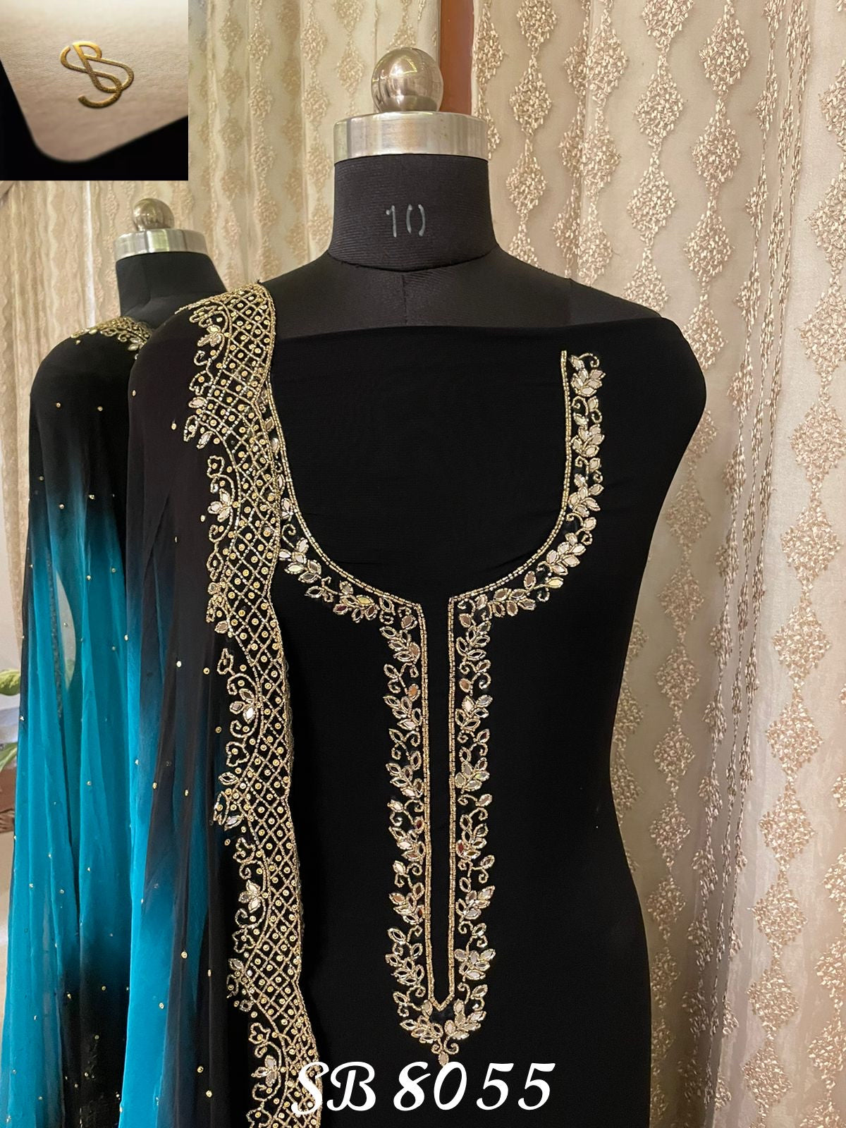 Rubisha black gorgette chiffon salwar kameez - Saffronfashionindia