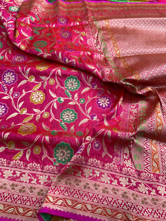 Mahiva katan kadwa silk saree floral pattern saree women clothing pure silk saree with blouse Saffronfashionindia