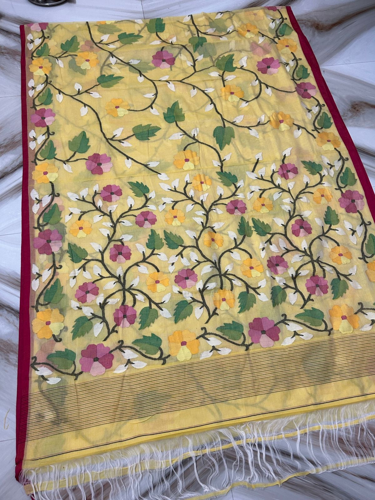 Nirvana Tantuj Jamdani saree women saree blouse - Saffronfashionindia
