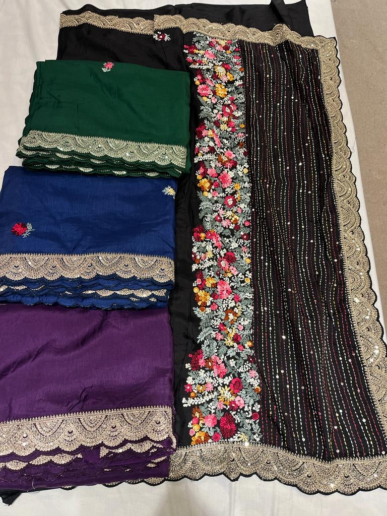 Naveli embroidered silk saree women sarees - Saffronfashionindia