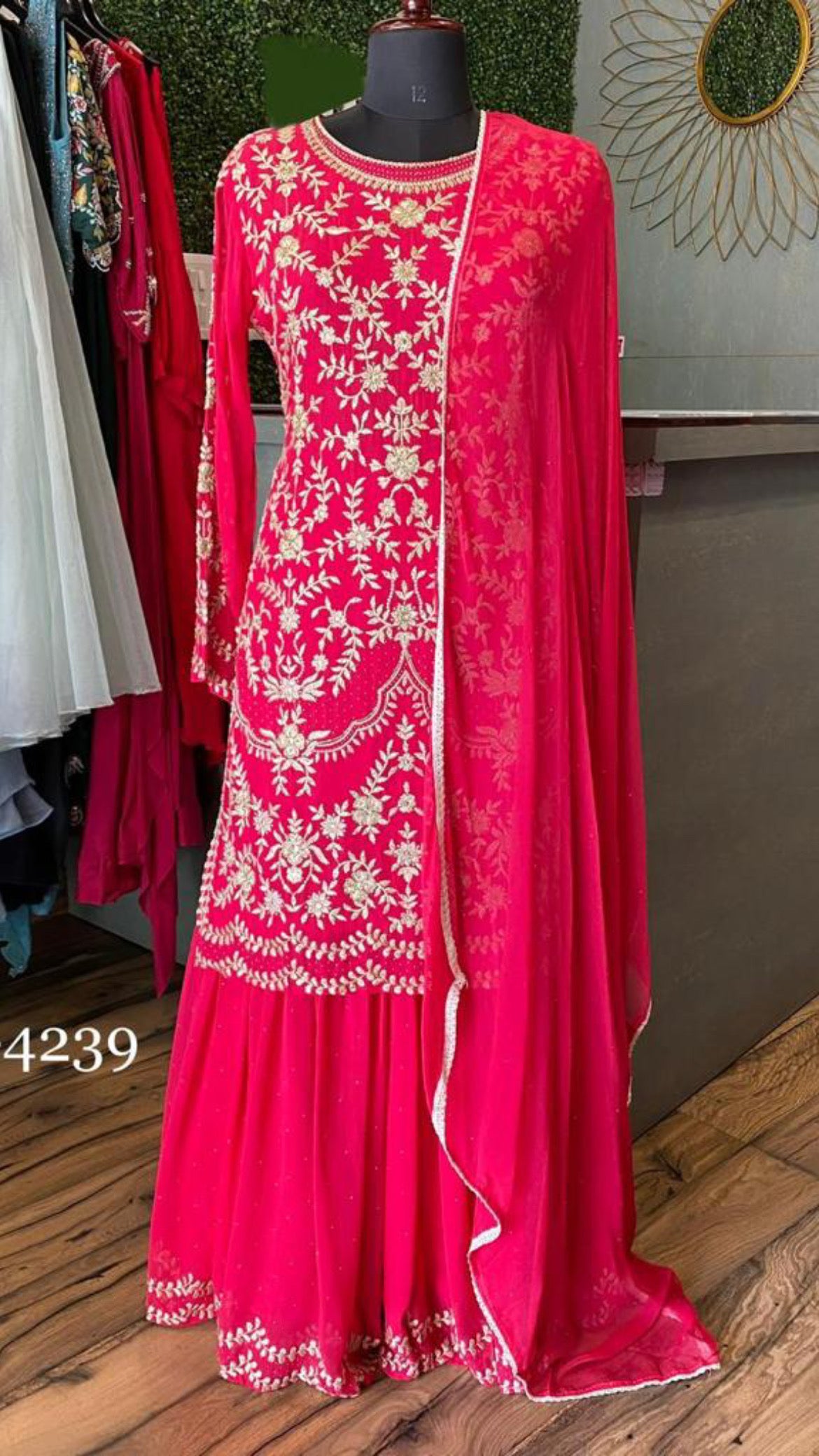 Red hot indowestern dress party dress - Saffronfashionindia