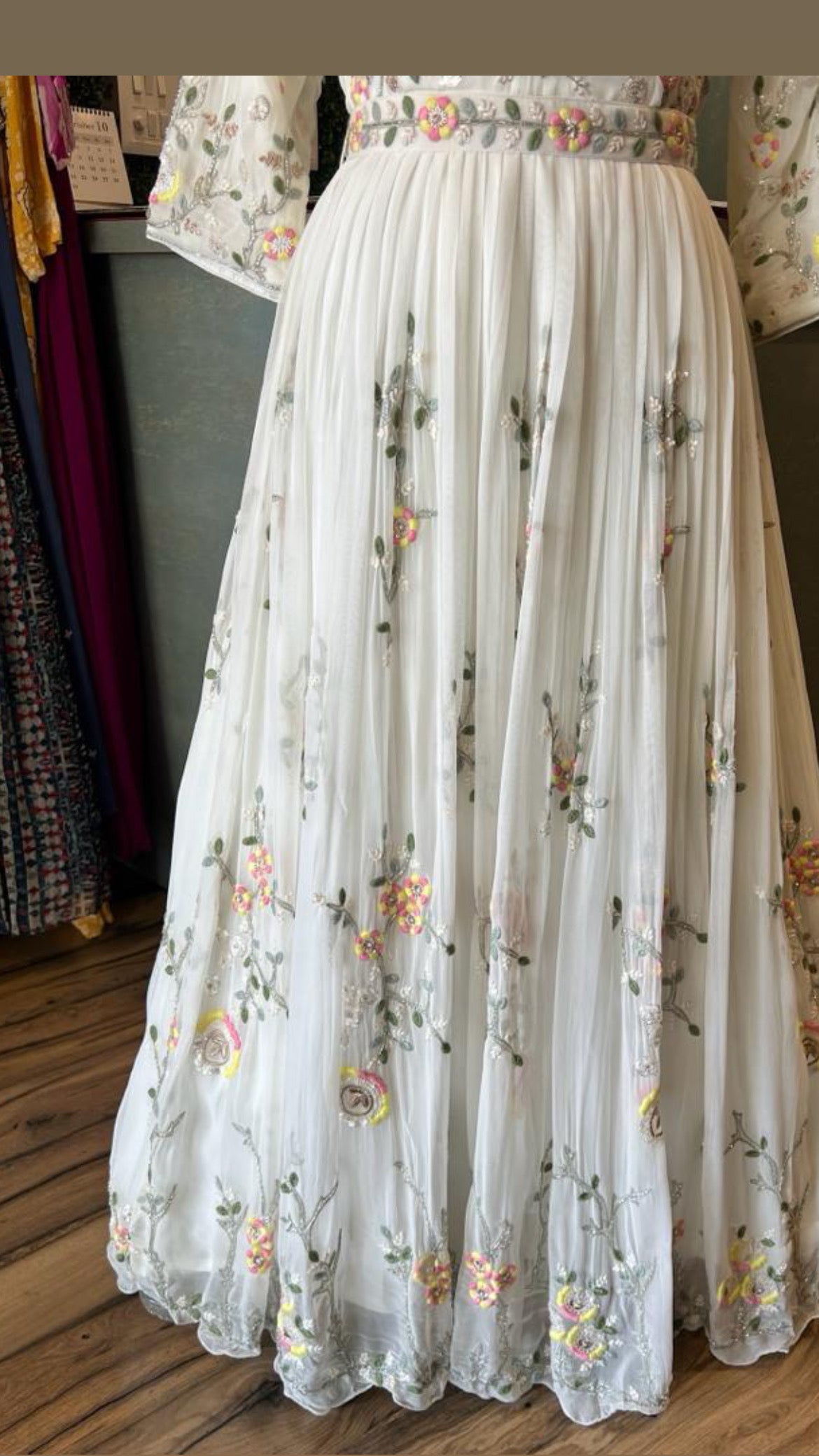 Vazira long embroidered dress sangeet dress - Saffronfashionindia