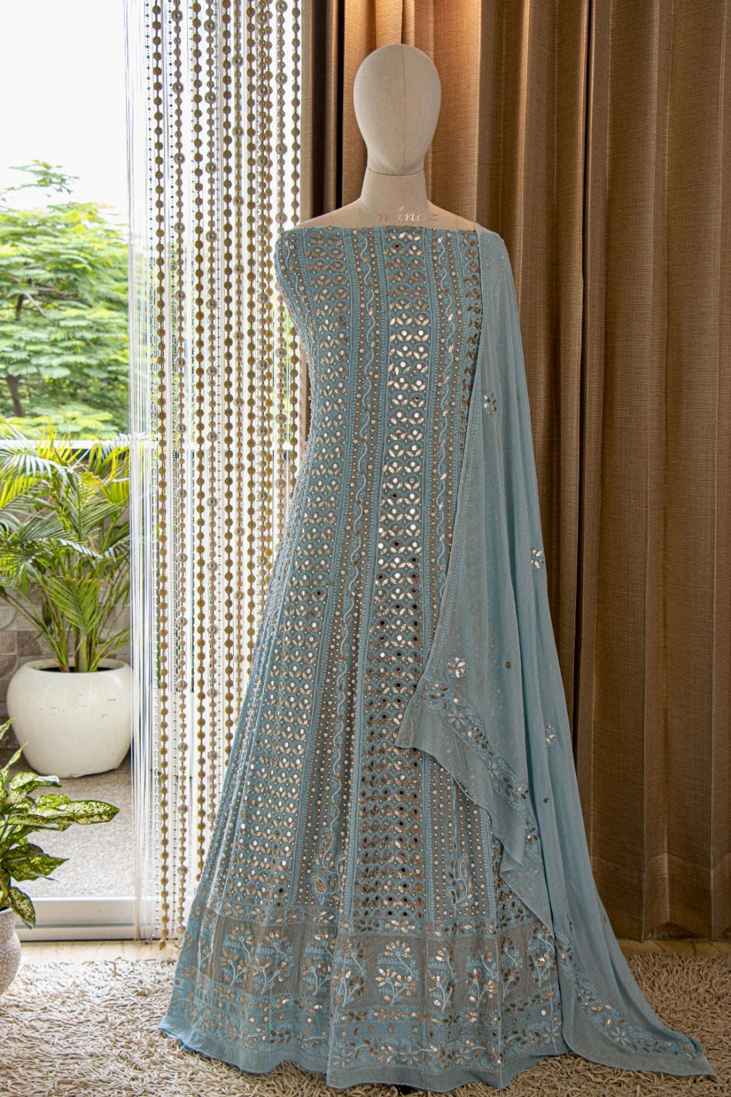Zebah Lucknowi Chikankari salwar suit Pakistani Anarkali suit - Saffronfashionindia