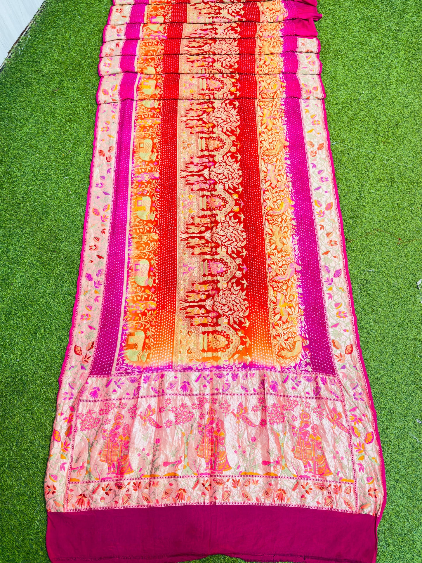 Banarsi meenakari saree Indian traditional sarees blouse SaffronFashion