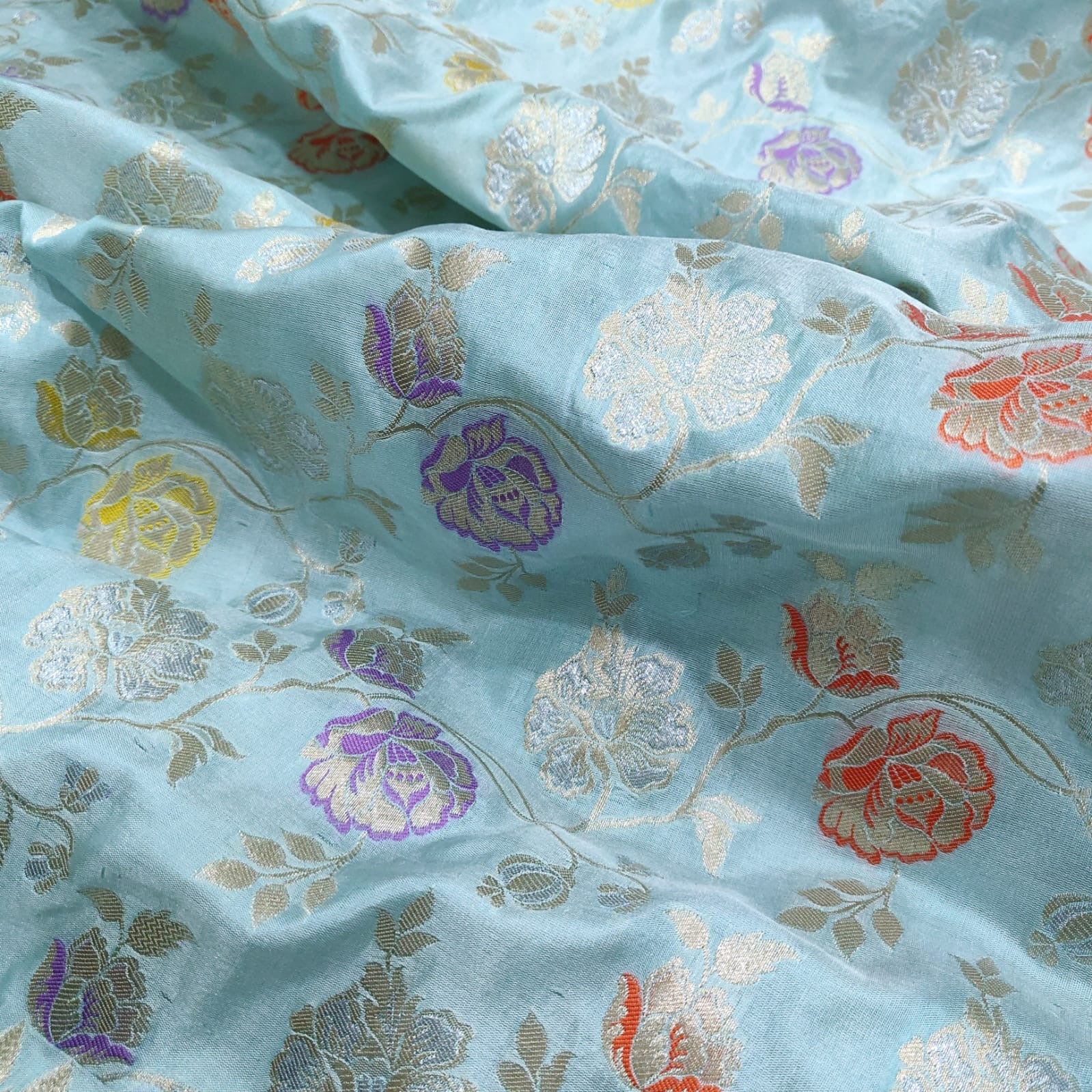 Chandani katan silk saree handwoven sarees Indian saree - Saffronfashionindia