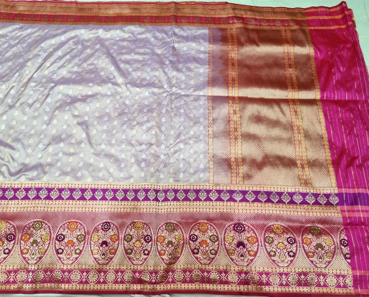 Handmade Katan saree Banarsi silk saree Indian traditional sari blouse SaffronFashion