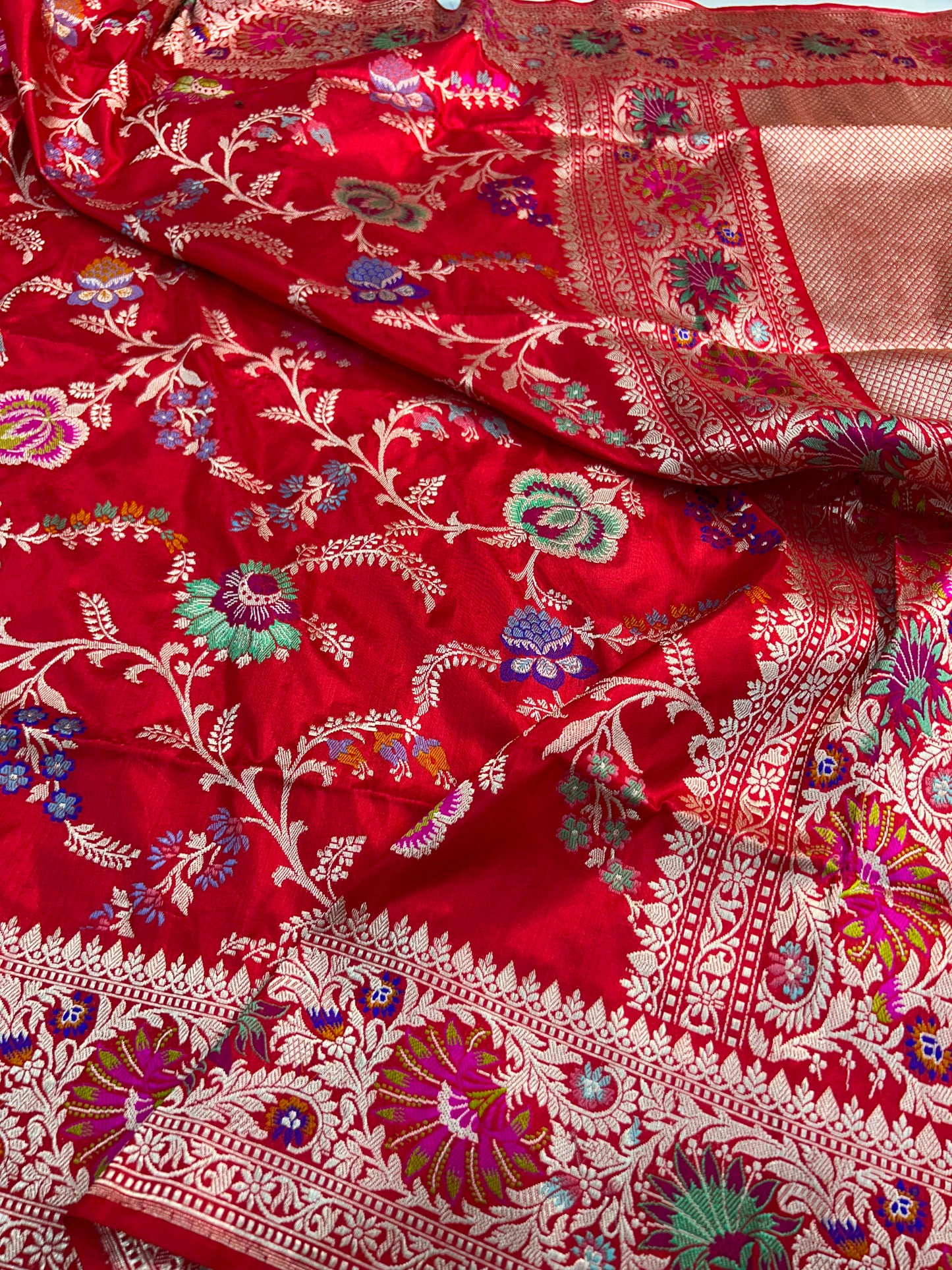 Sinduri saree floral red exclusive sari blouse women bridal sarees Saffronfashionindia