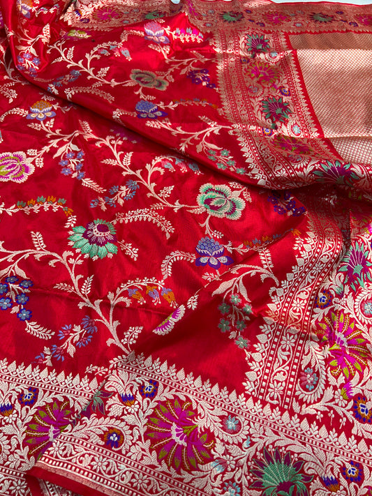Sinduri saree floral red exclusive sari blouse women bridal sarees Saffronfashionindia
