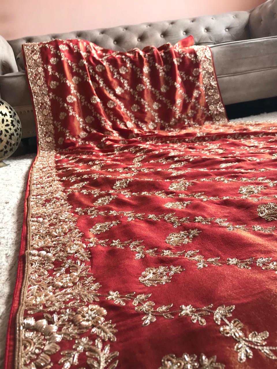 Wedding Bridal Saree Zardosi Sarees - Saffronfashionindia