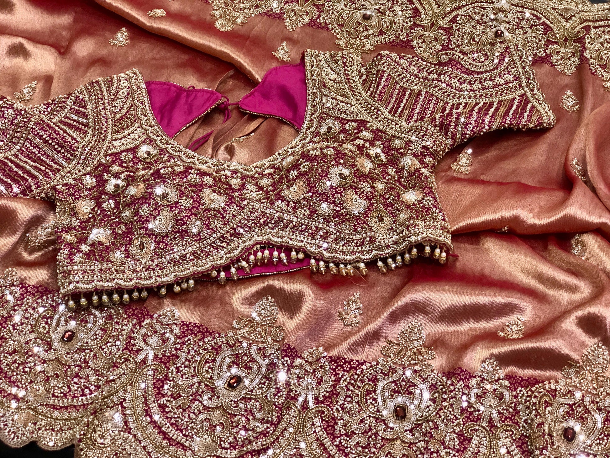 Dual tone pure Kanjeevaram saree wedding sari reception sarees blouse Saffronfashionindia