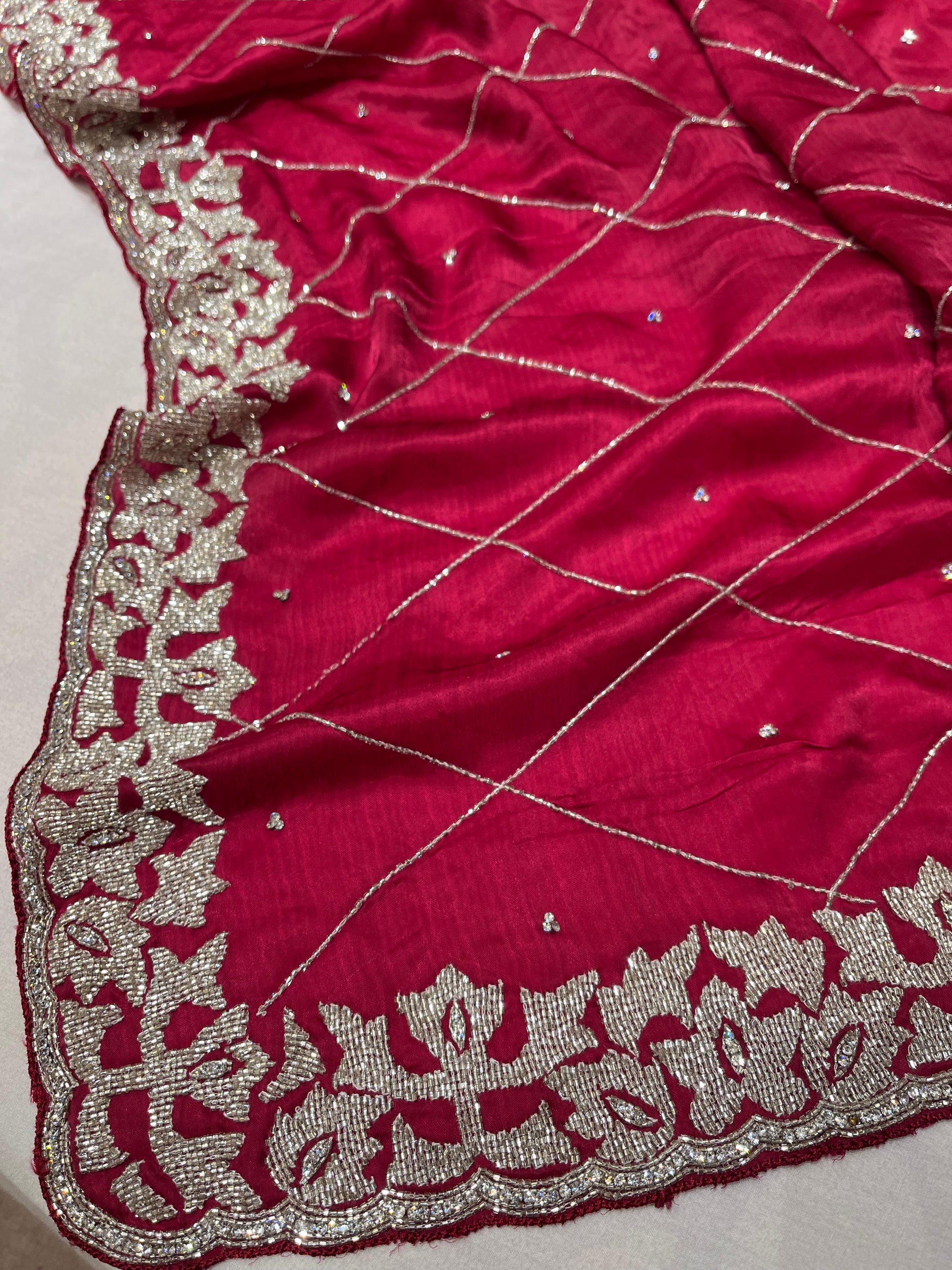 Stunning crepe saree chiffon saree Partywear saris women saree blouse - Saffronfashionindia