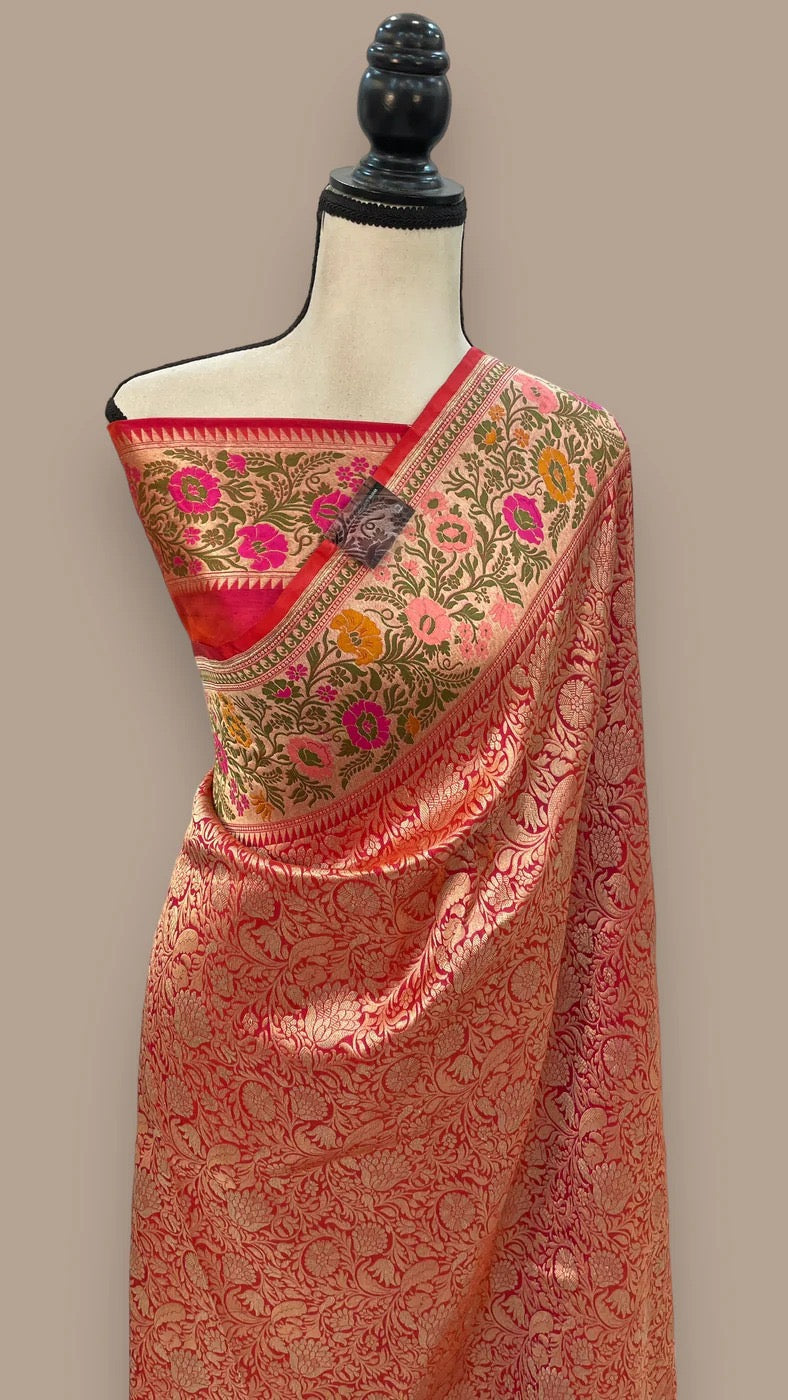 Nosheen katan silk Banarsi saree handloom saree women sari - Saffronfashionindia