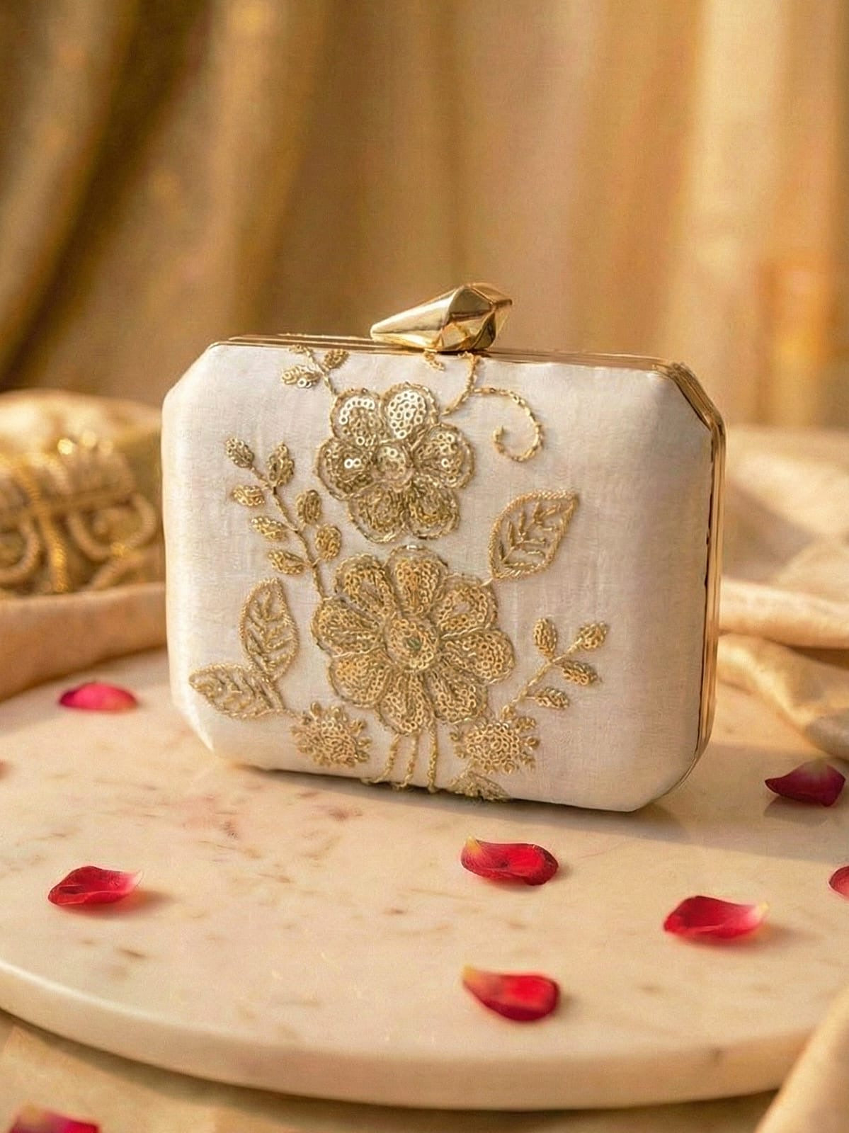 Floral Embroidery Clutch Bag Ethnic Clutch box Saffronfashionindia