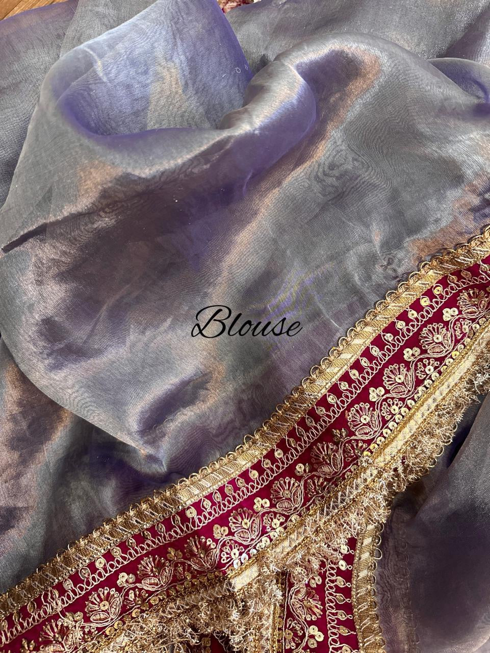 Lavender Banarsi tissue saree Partywear sarees - Saffronfashionindia