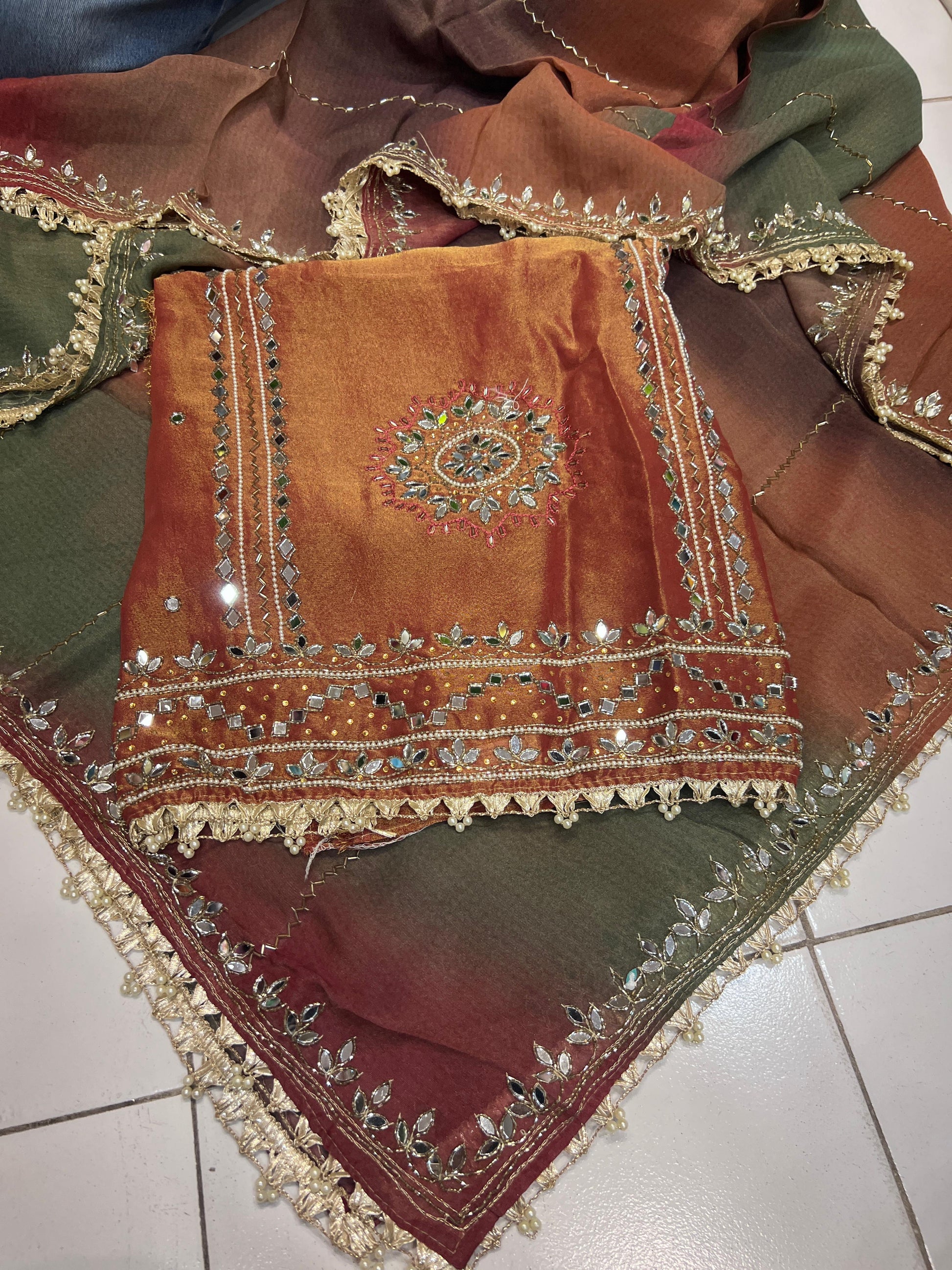 Shimmer Organza Salwar suit Punjabi suit - Saffronfashionindia