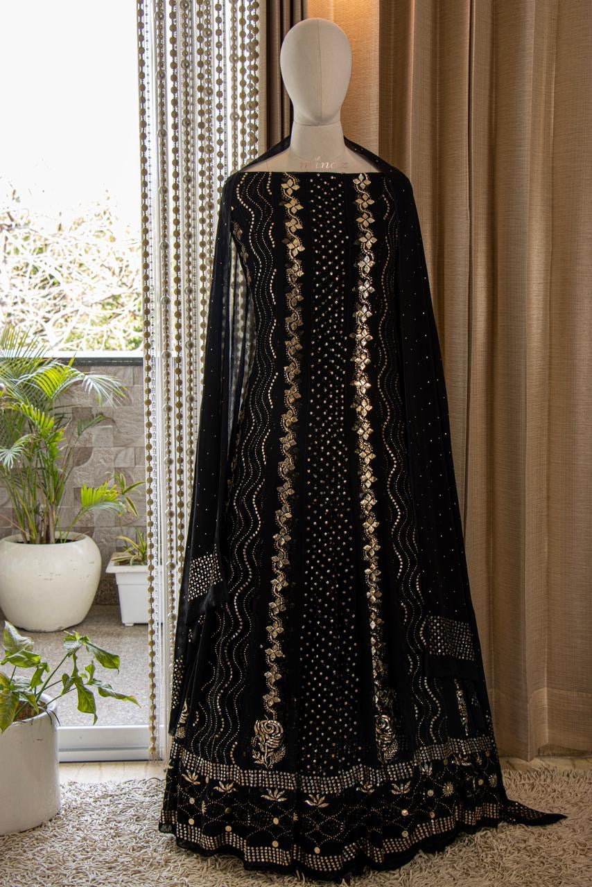 Black Anarkali Dress Indian Dress - Saffronfashionindia
