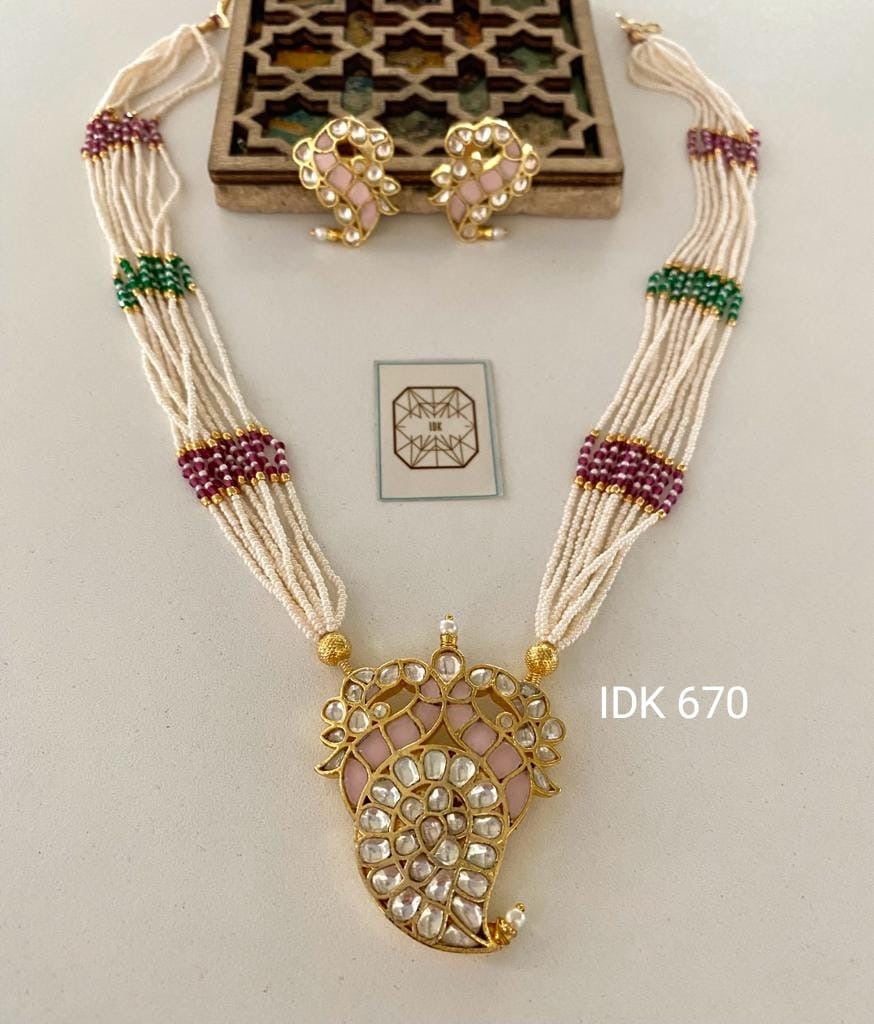 Paisley pearl Necklace Set Indian Jewelry - Saffronfashionindia