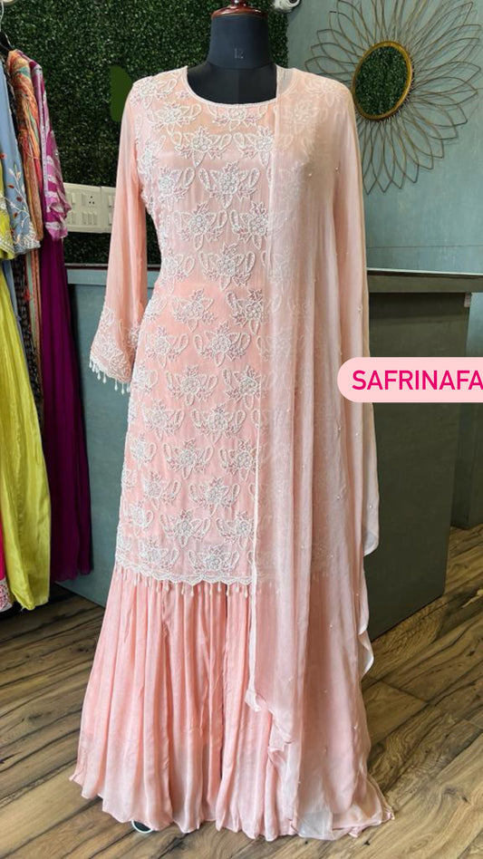Vanilla kurta dress indowestern dress beautiful dress - Saffronfashionindia