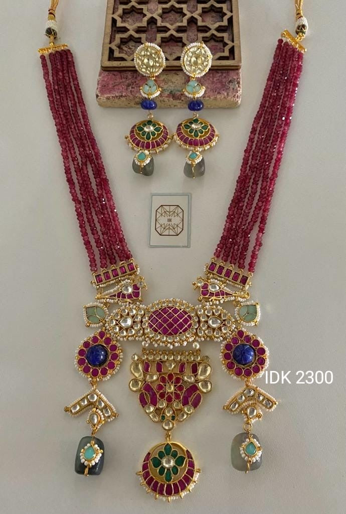 Red kundan Necklace set traditional necklace set - Saffronfashionindia