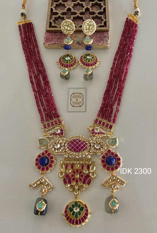 Red kundan Necklace set traditional necklace set - Saffronfashionindia