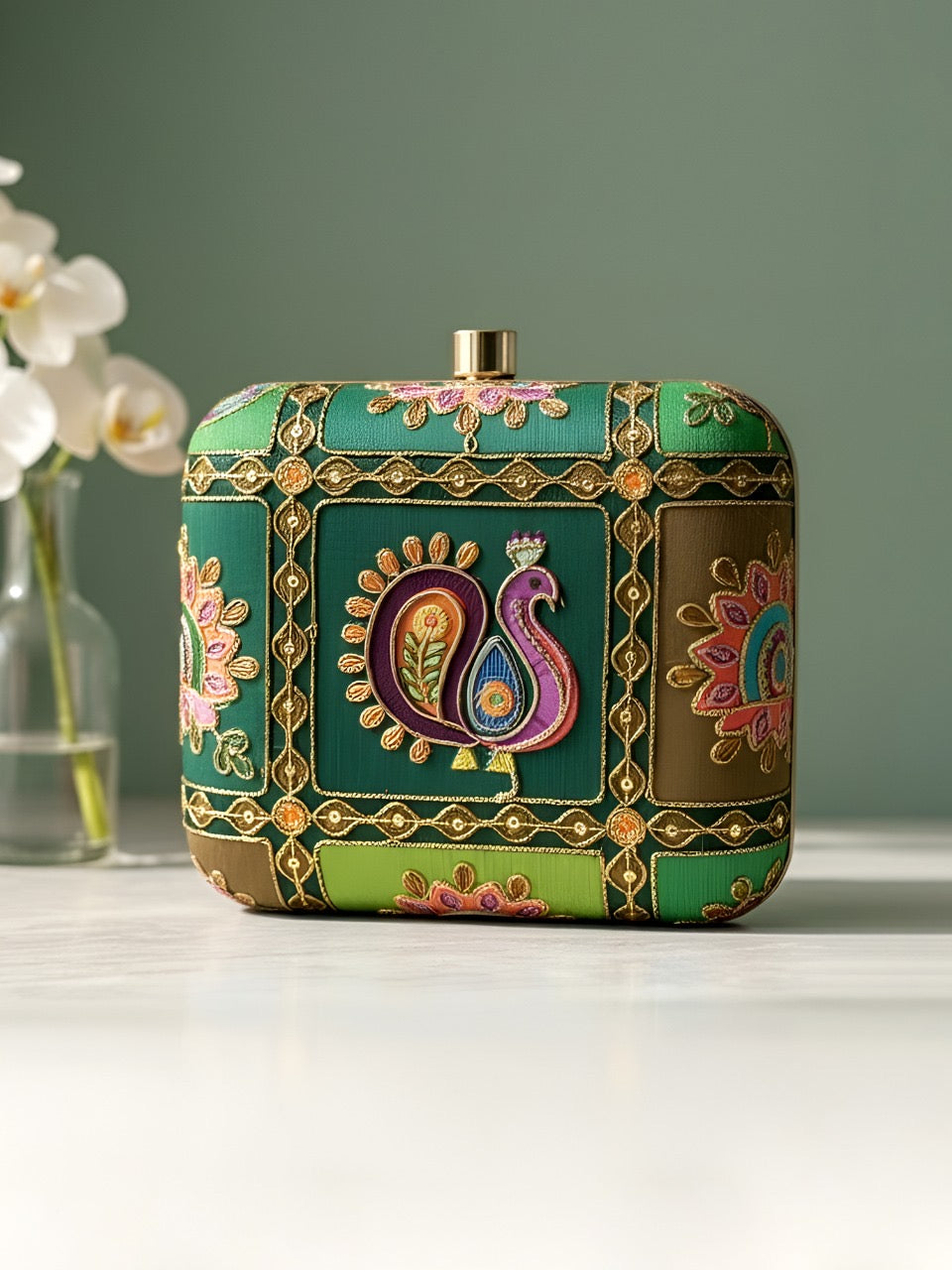 Ethnic Clutch bag Embroidered Clutch bag Saffronfashionindia