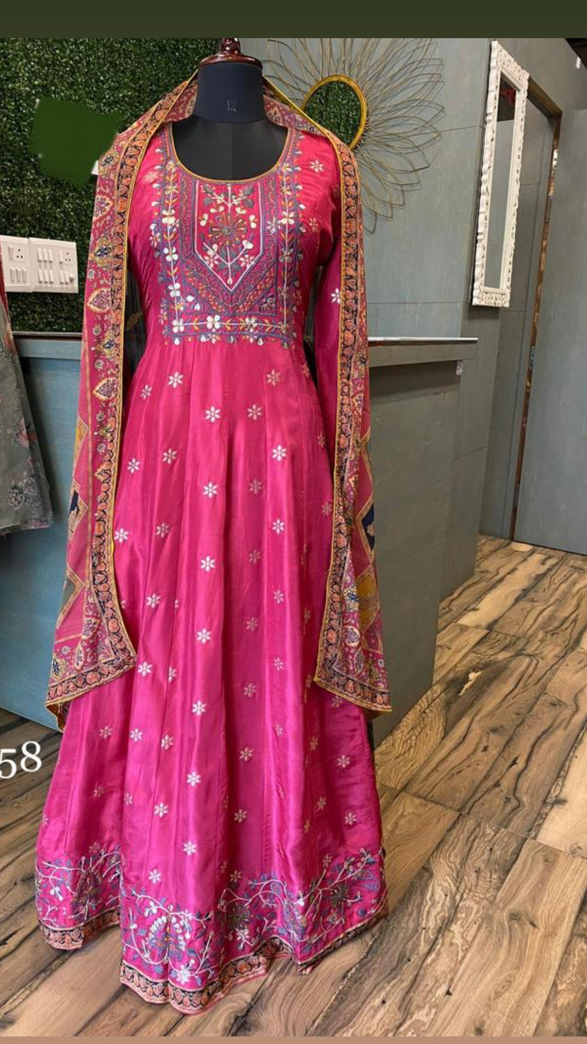 Pink Anarkali dress Indian Gown - Saffronfashionindia