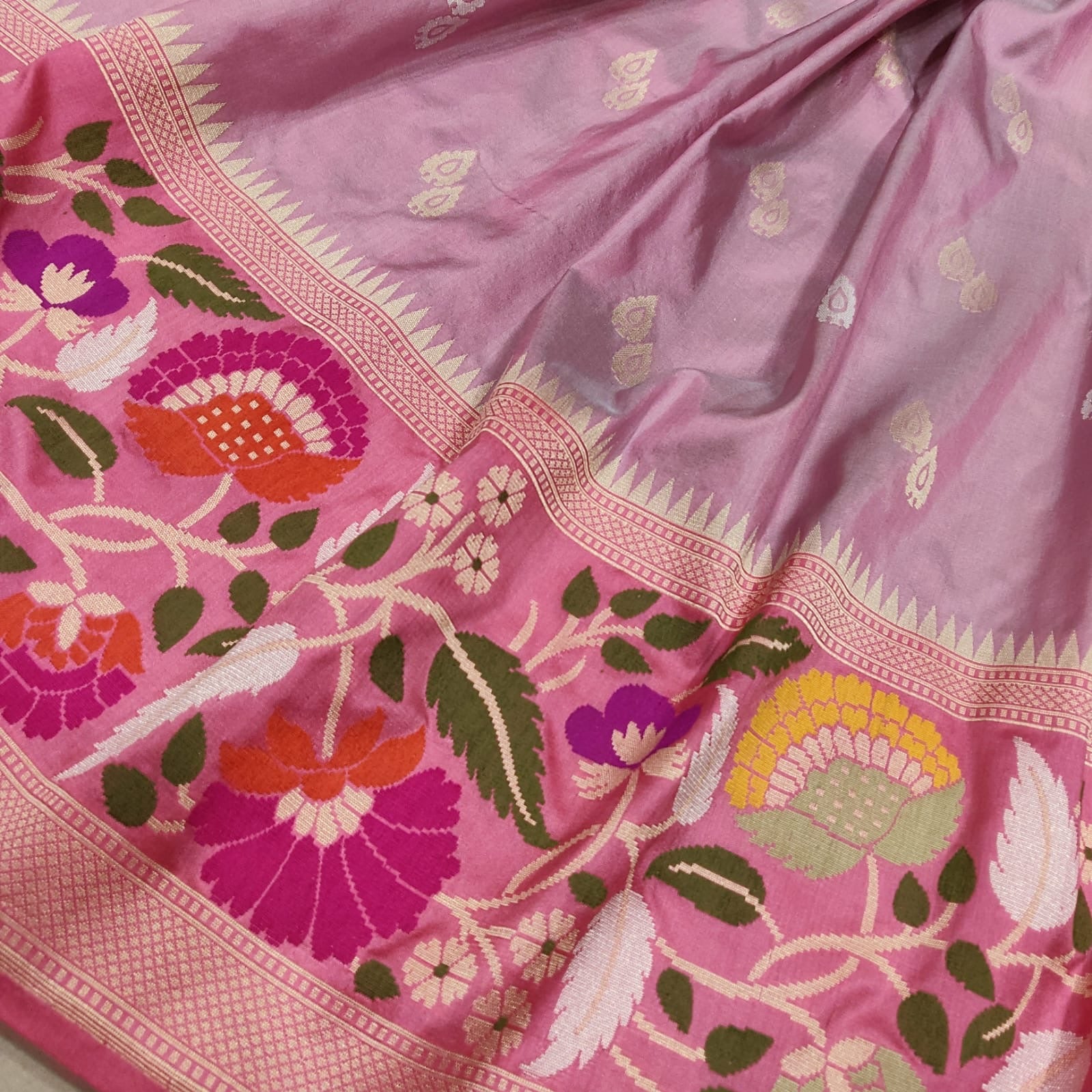 Imika katan silk saree handwoven sarees blouse - Saffronfashionindia