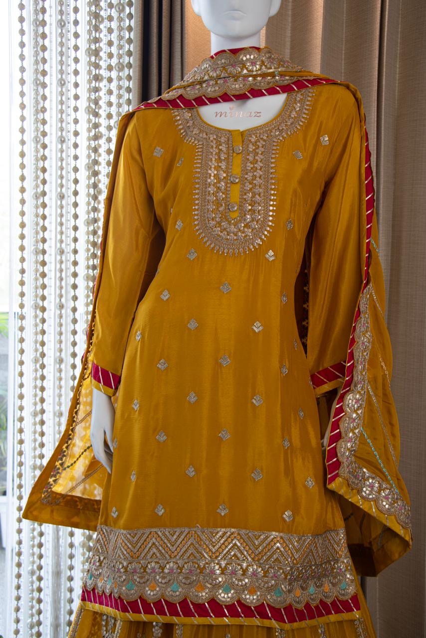 Rebica Embroidered Zari Gharara Set Pakistani Dress - Saffronfashionindia