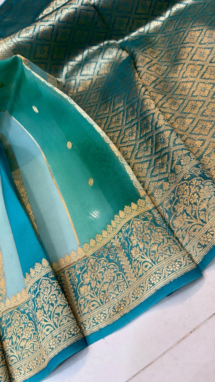 Handloom Kora saree organza saree women saree blouse SaffronFashion