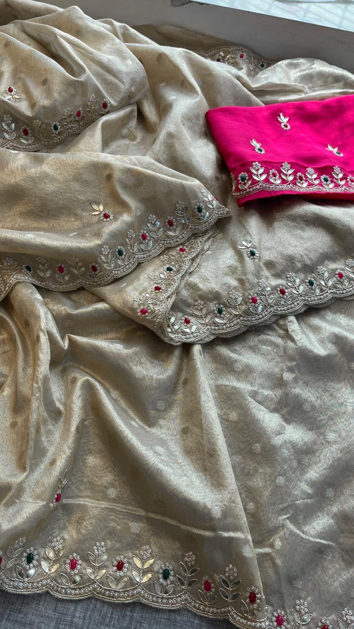 Tissue silk saree Indian saree bragging by mmmmmp SAFFRONFASHION