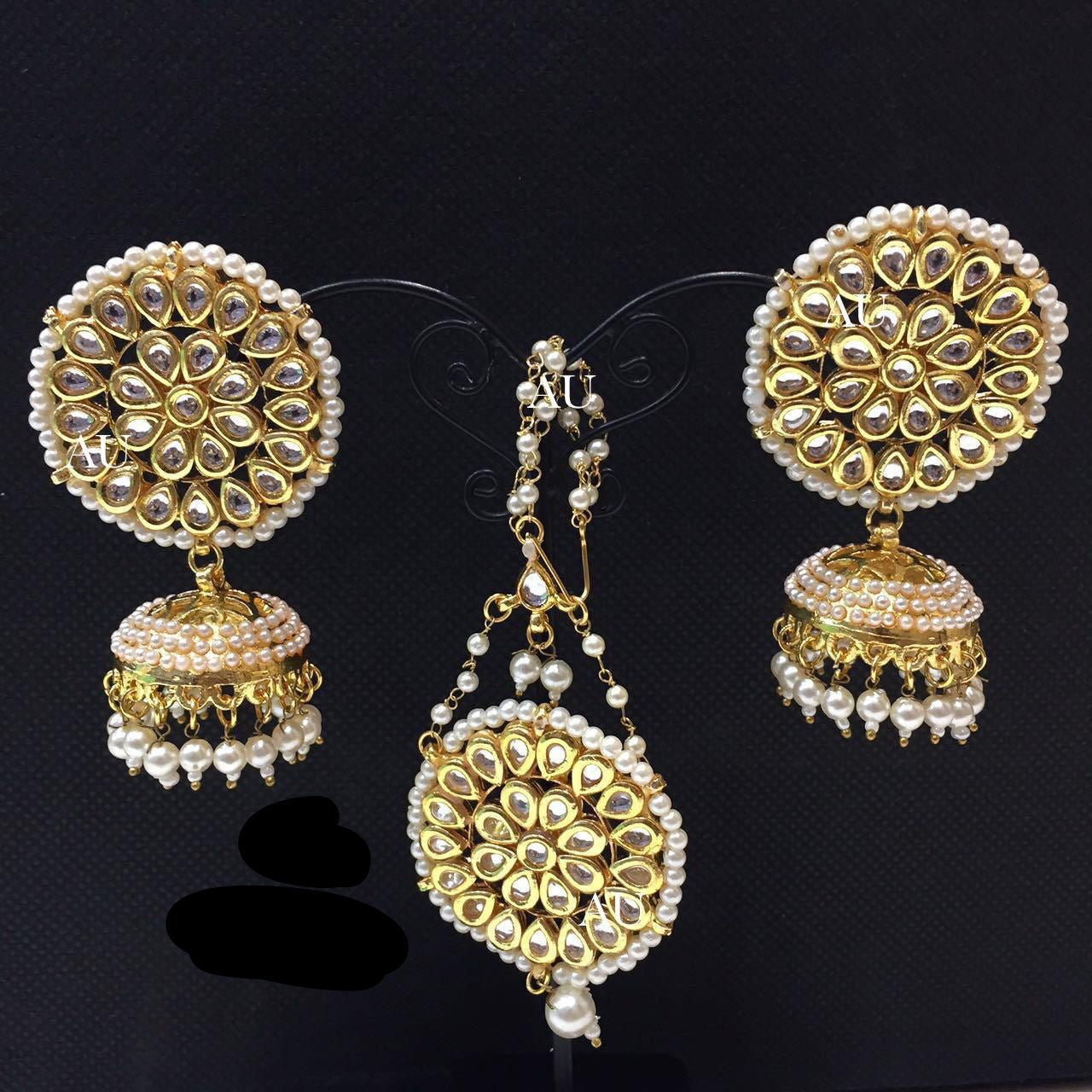 Handmade tikka set Kundan tikka Indian jewellery SaffronFashion