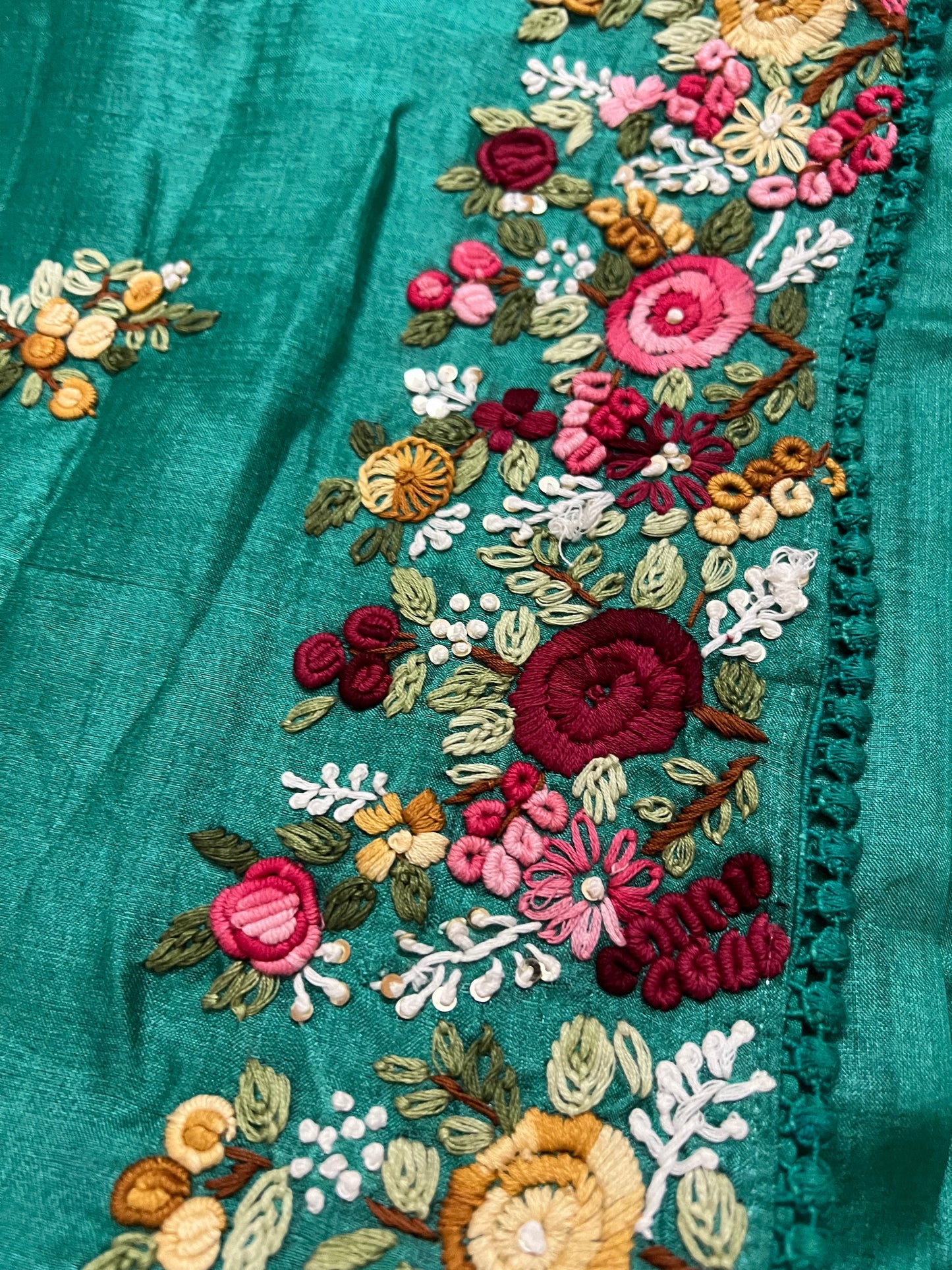 Tussar French knot inspired saree Saffronfashion