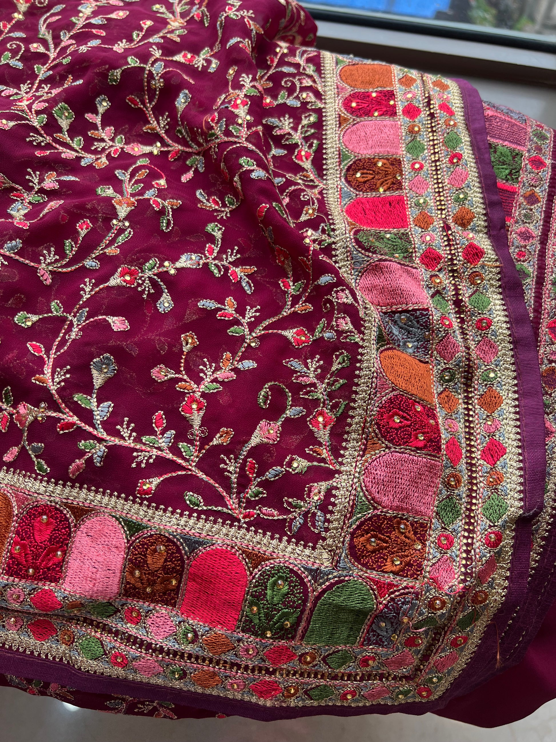 Elegant Georgette saree Indian sari - Saffronfashionindia