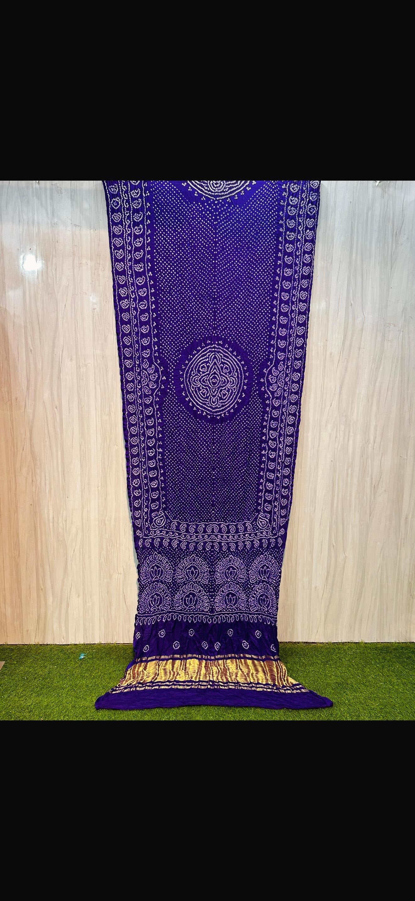 Blue bandhani saree gajji silk saree Indian wedding sari blouse SaffronFashion