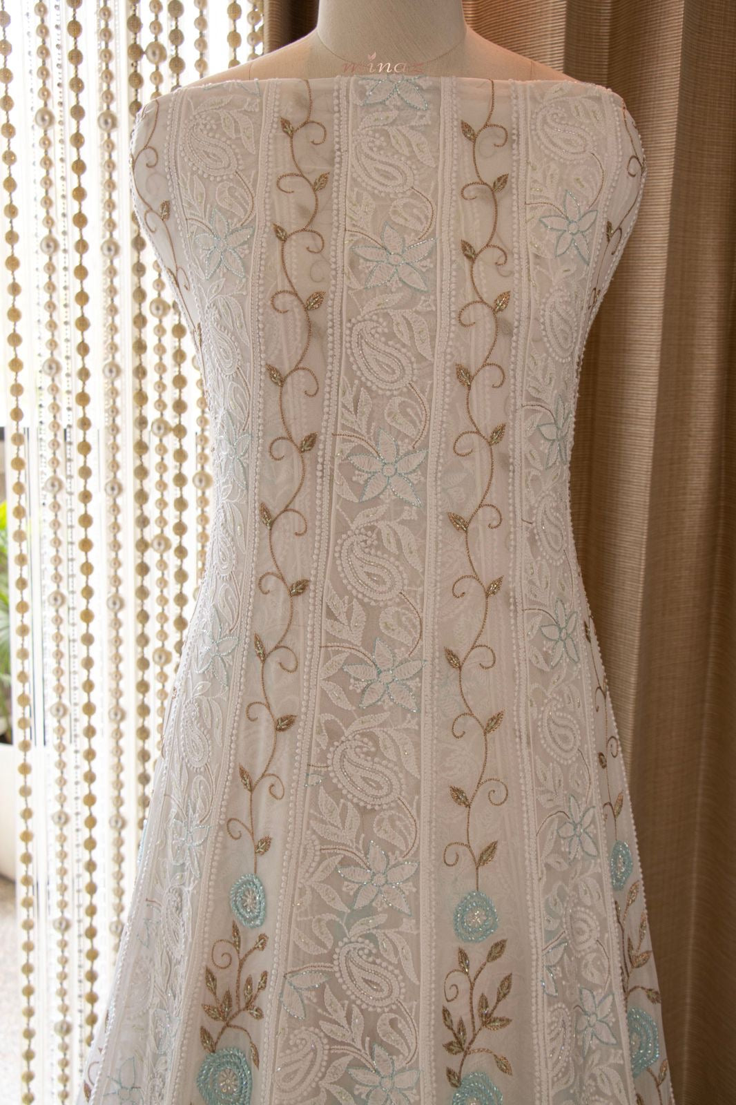 Lucknowie Gorgette dress pakistani dress Chikankari dress - Saffronfashionindia