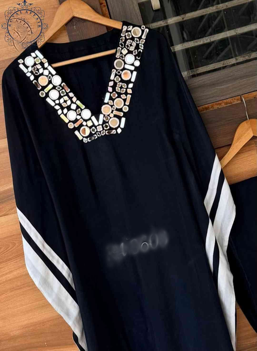 Black silk kaftan designer dress partywear kaftan SaffronFashion