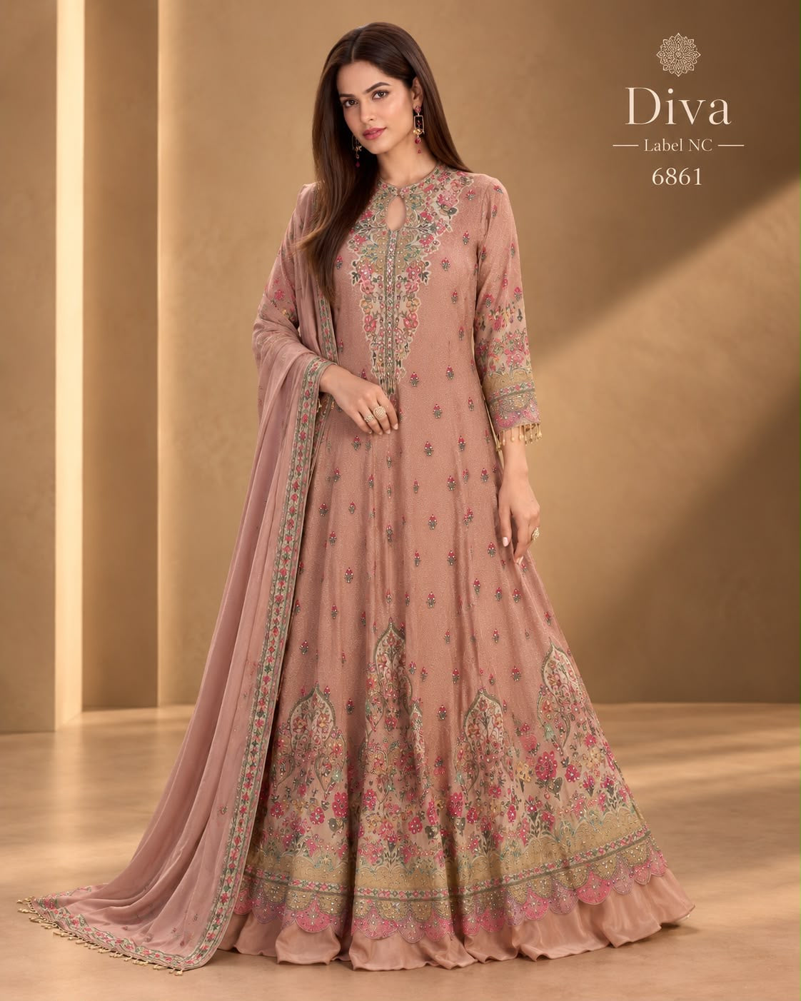 Crepe gown set designer set party wear gown Saffronfashionindia