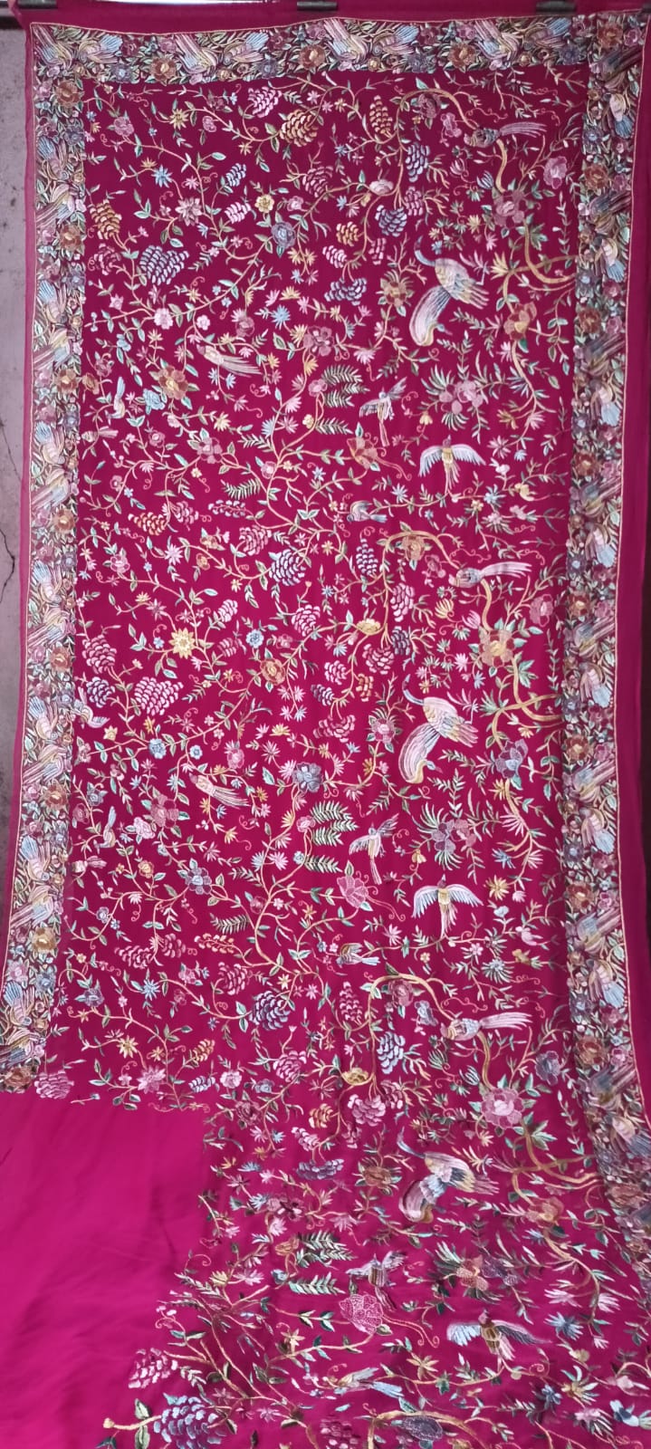 Pink Authentic Parsi Gara Saree - Saffronfashionindia