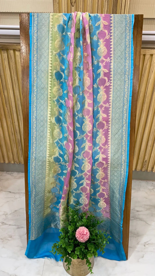 Blossom Khaddi Gorgette Dupatta - Saffronfashionindia