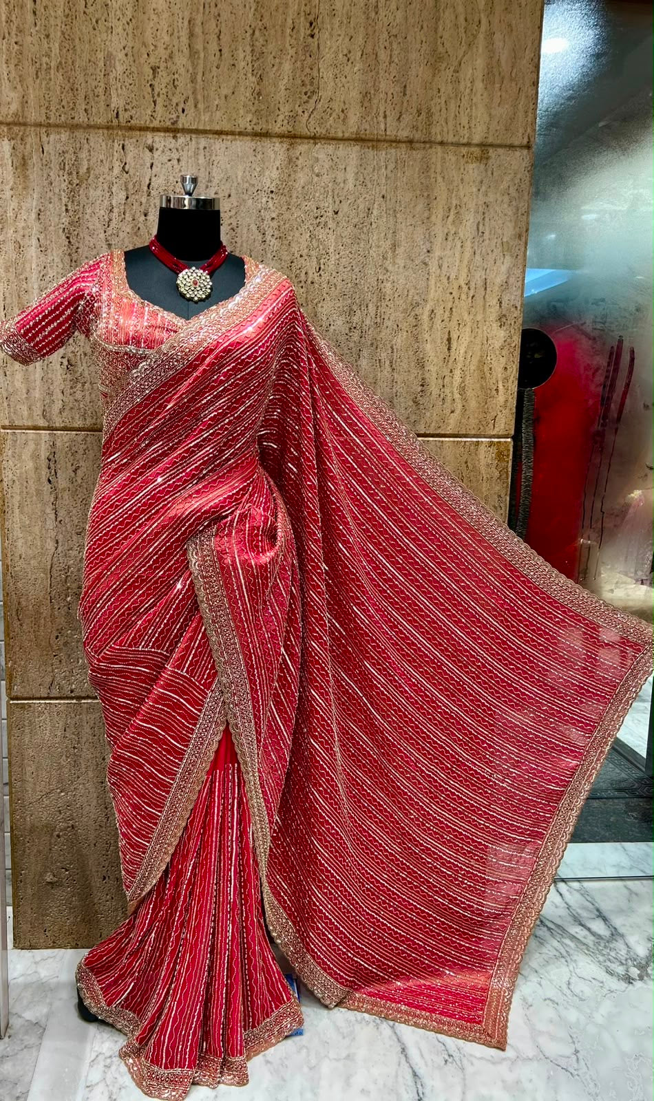 Royal Kanjeevaram saree silk saree with stitched blouse Saffronfashionindia