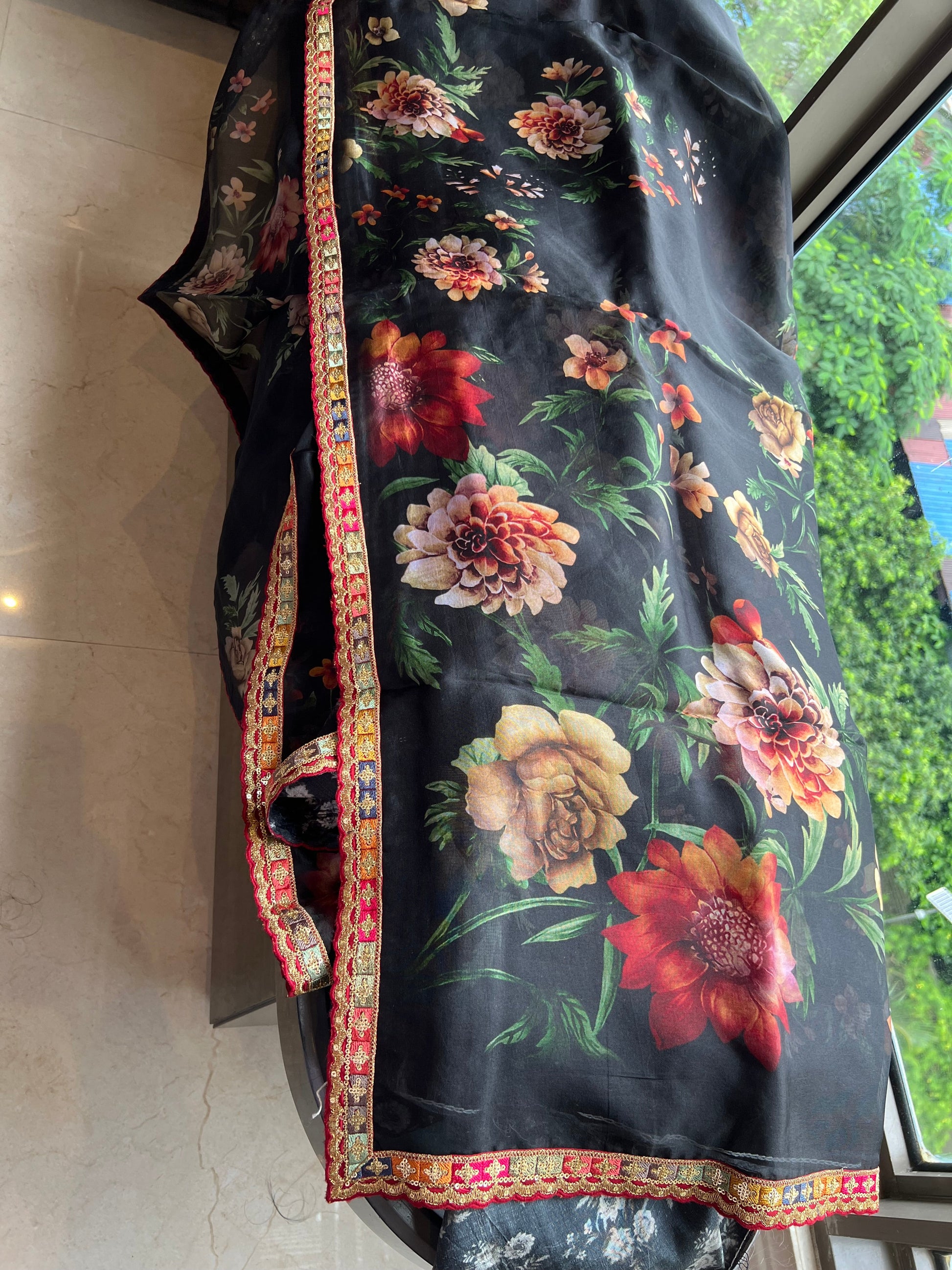 Vamia floral saree organza saree Partywear saree blouse Saffronfashionindia