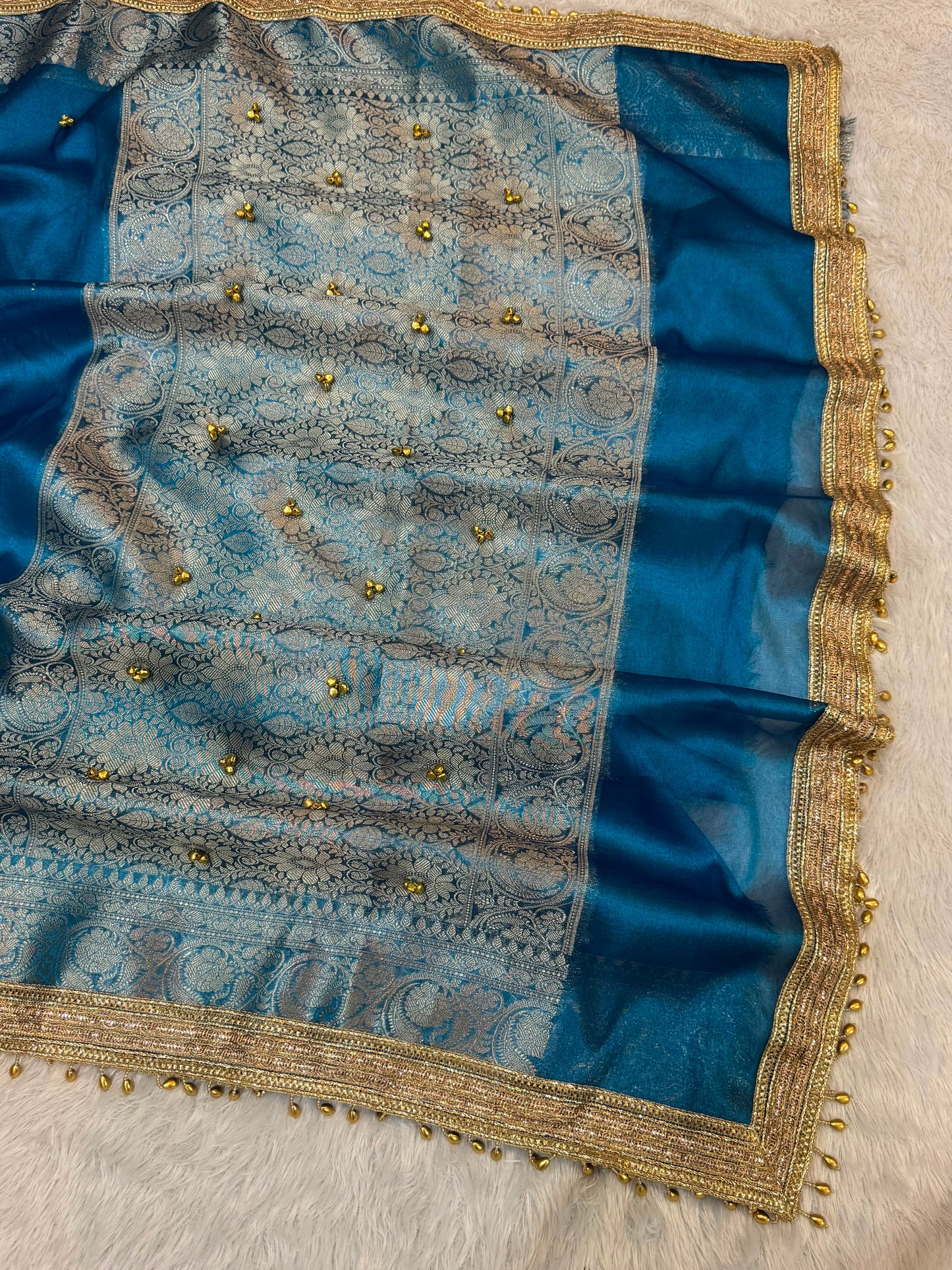Firoza Banarsi saree soft silk tissue sarees blouse Indian sari partywear sarees Saffronfashionindia