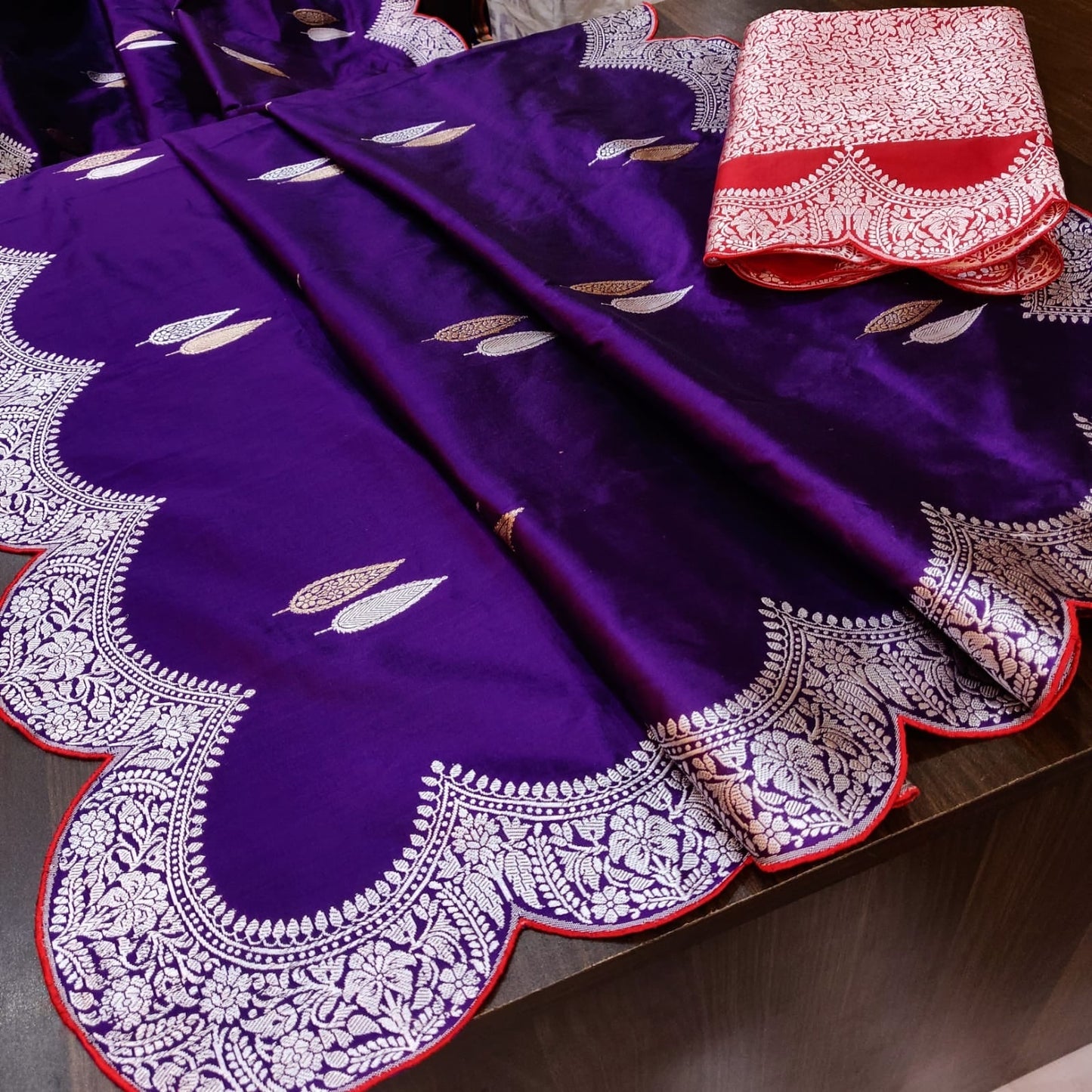 Purple Katan silk handwoven kadwa women saree Saffronfashion