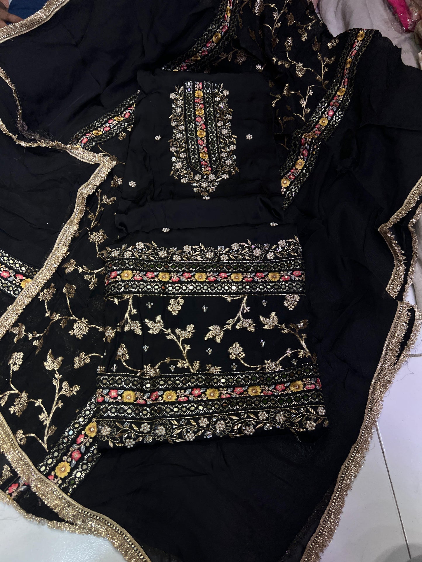 Mohini Satin Crepe Salwar Suit Indian punjabi suit - Saffronfashionindia