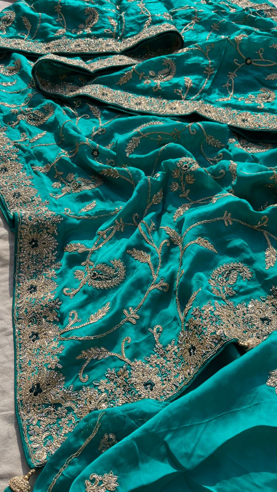 Bridal inspired Gajji Silk Saree Embroidered Sarees - Saffronfashionindia