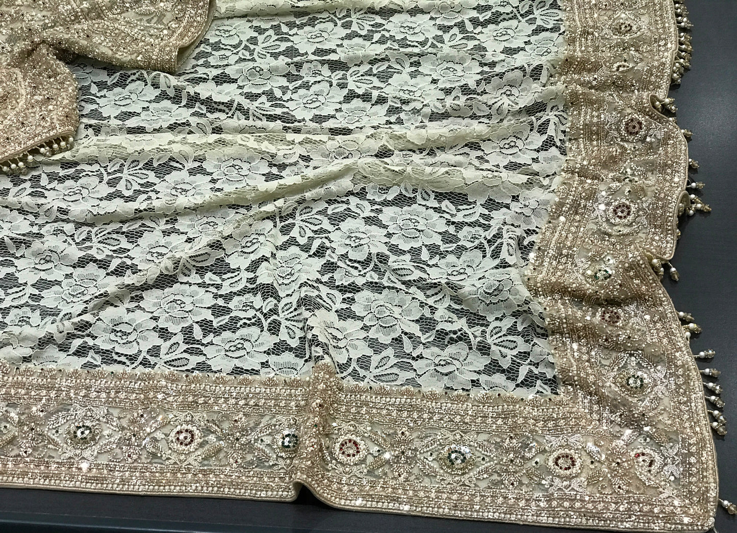 Crocia lacy saree partywear saree women saree with stitched blouse Saffronfashionindia